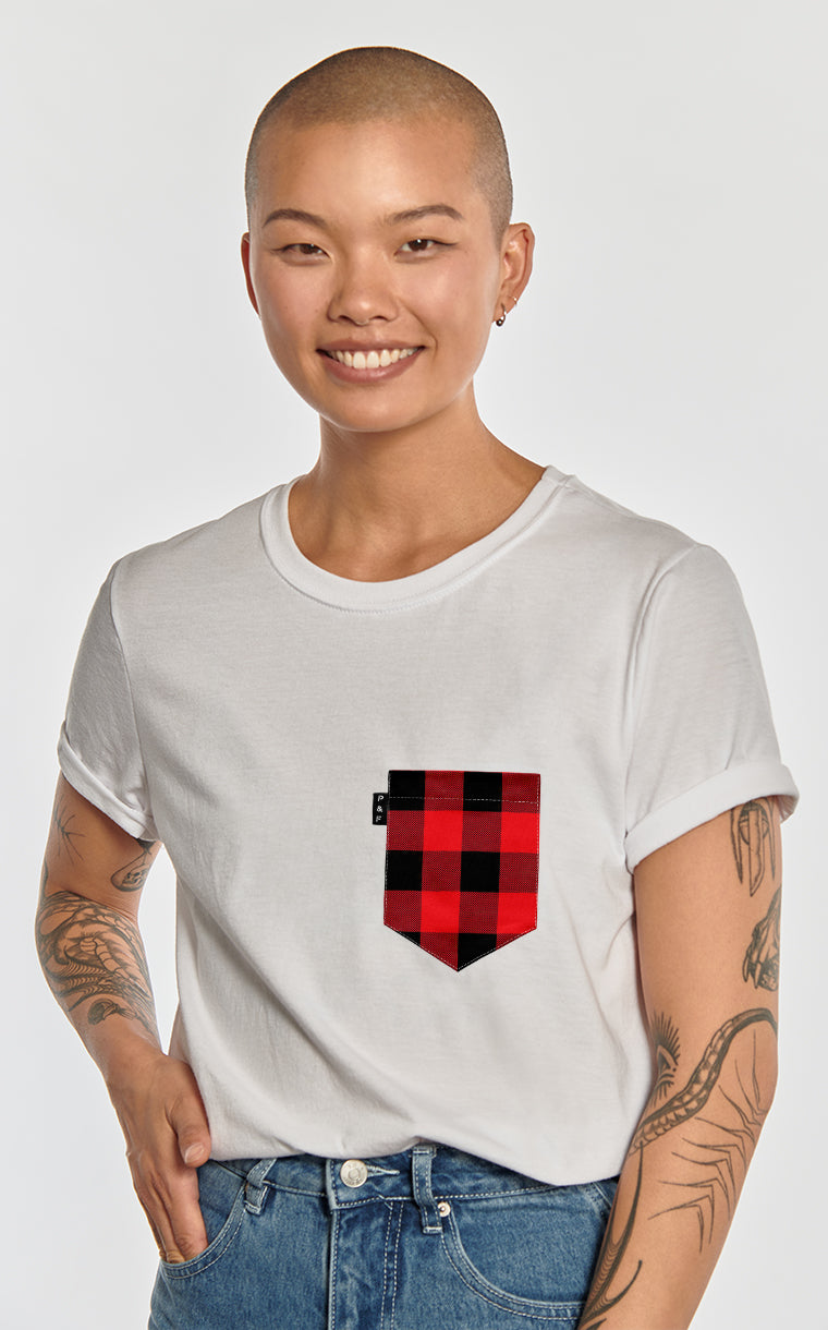 Boyfriend cut T-shirt with pocket Plaid kid