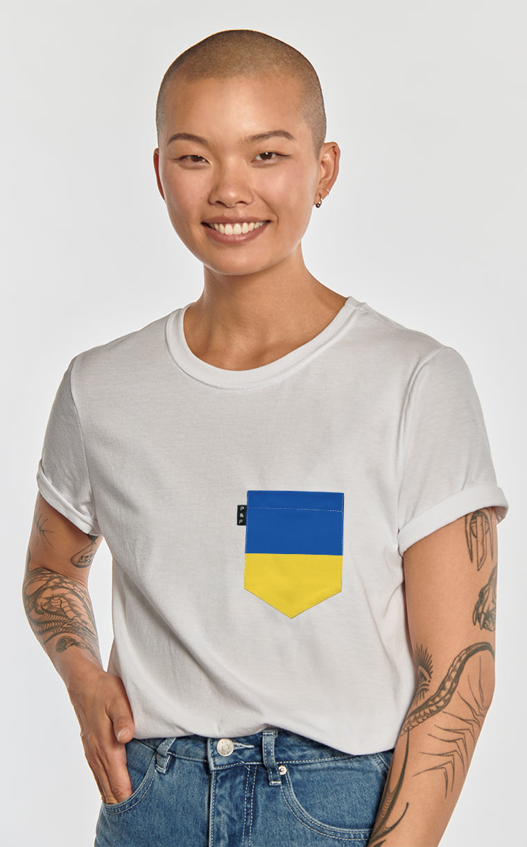 T-shirt coupe Boyfriend à poche Couleurs de l'Ukraine