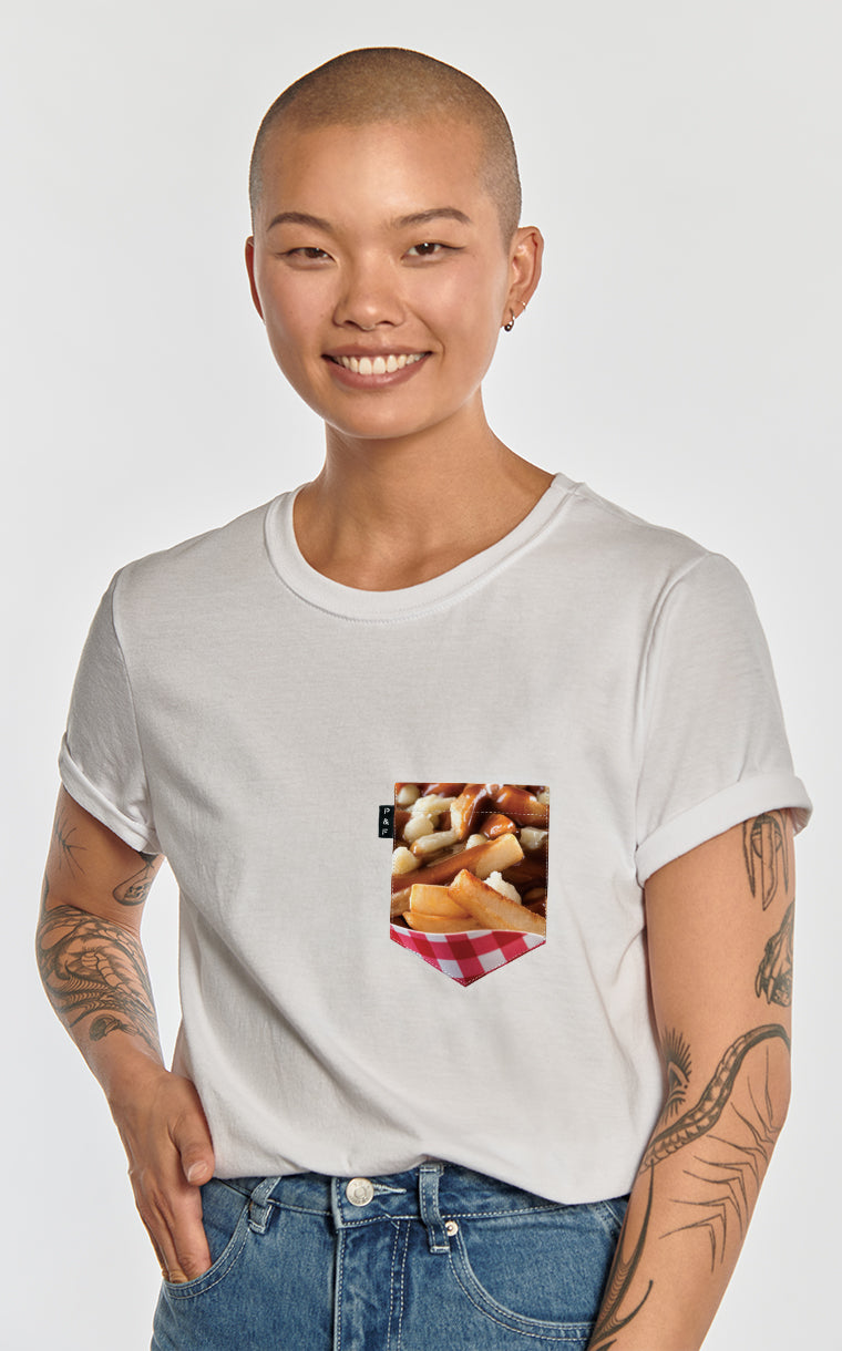 Boyfriend cut T-shirt with pocket Fries and gratin sauce