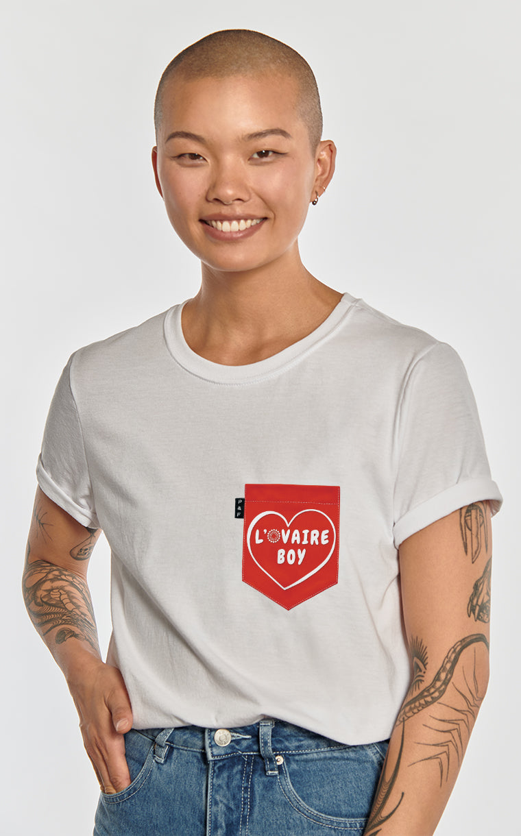 T-shirt coupe Boyfriend à poche pour femme avec poche L'ovaire boy rouge  ^ 