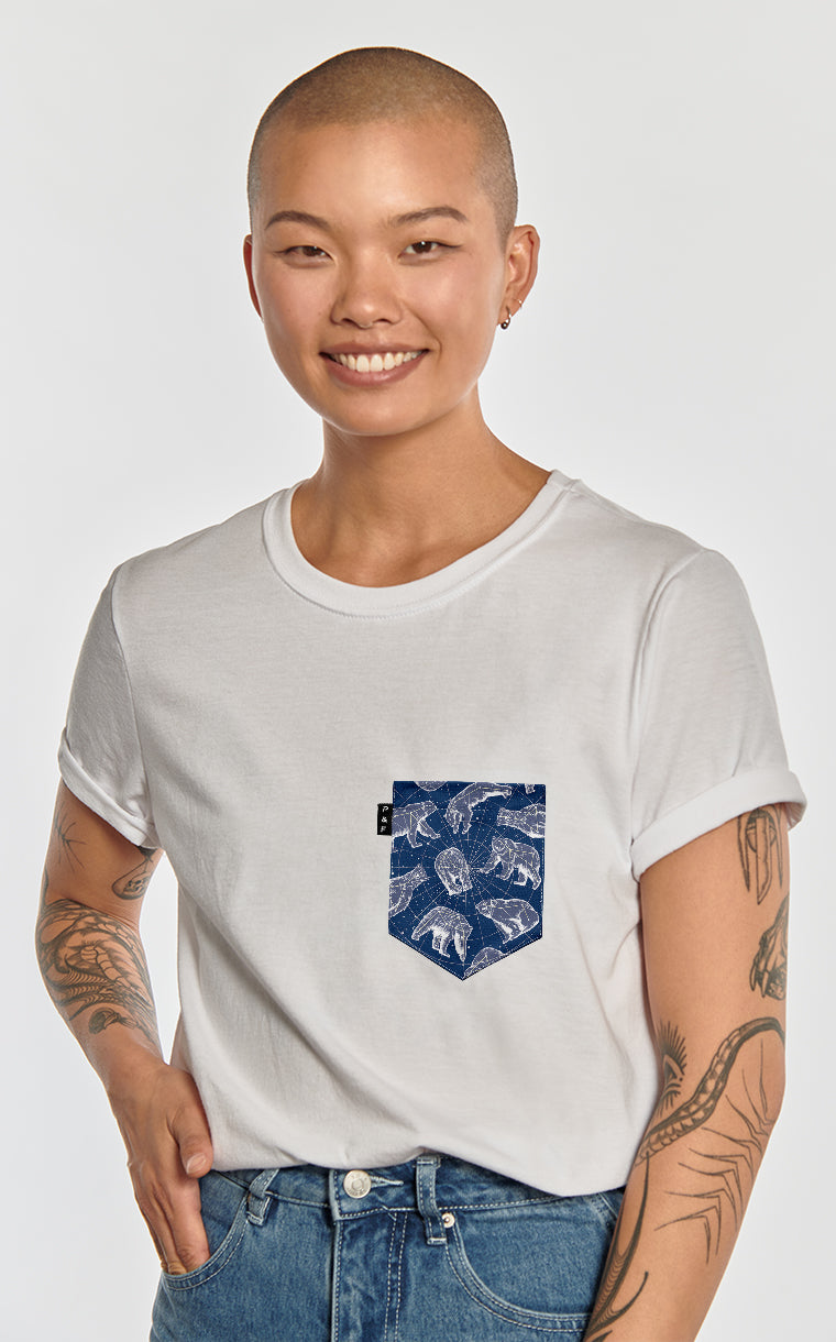 Boyfriend cut T-shirt with pocket Polar Bears