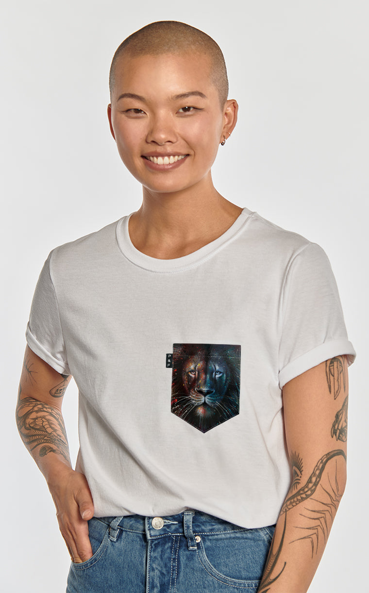 T-shirt coupe Boyfriend à poche pour femme avec poche Lion L. Richie ^ 