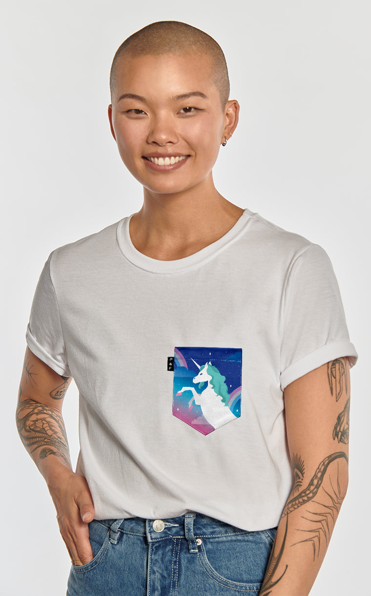 T-shirt coupe Boyfriend à poche pour femme avec poche Paul-Arcand Ciel ^ 