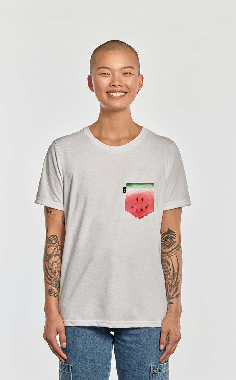 T-shirt coupe Boyfriend à poche pour femme avec poche Post Melon ^ 