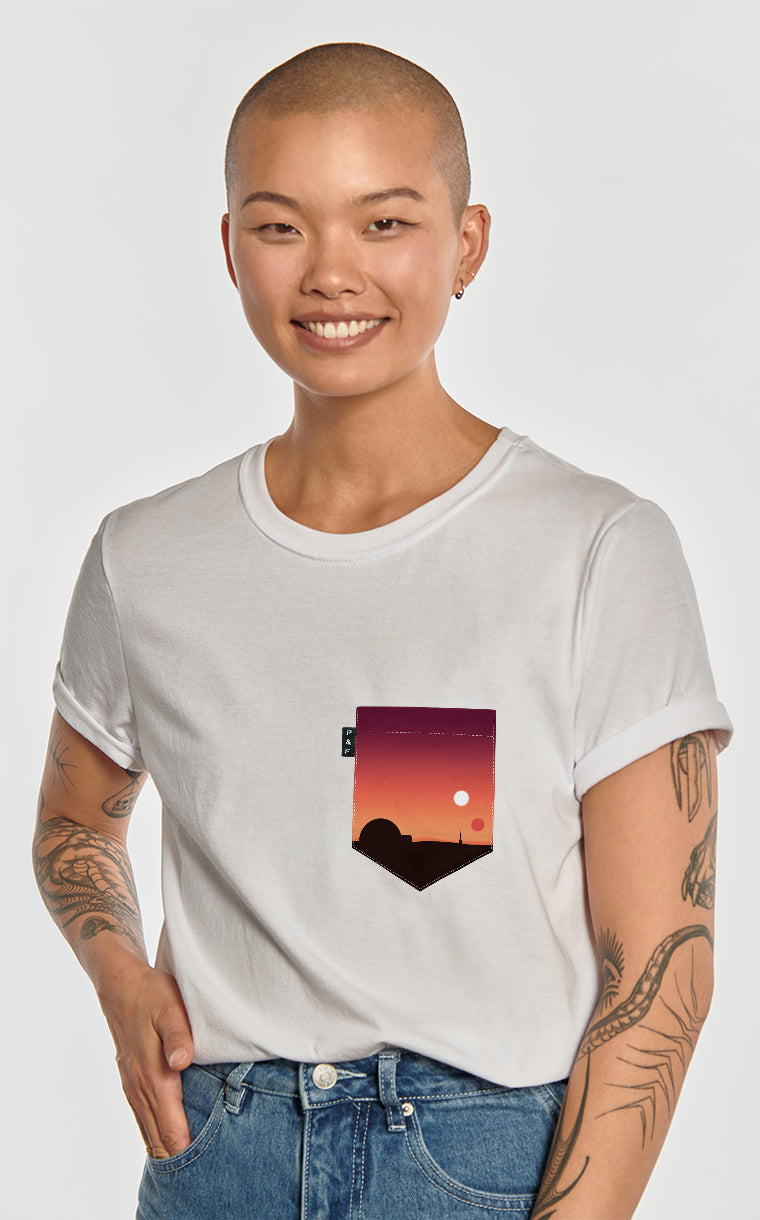 T-shirt coupe Boyfriend à poche pour femme avec poche Sandstorm ^ 