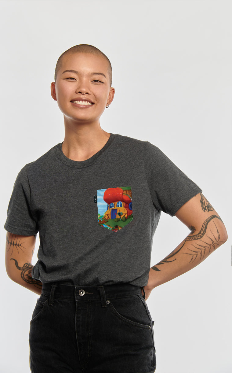 Boyfriend Fit T-Shirt with Pocket Add Owl