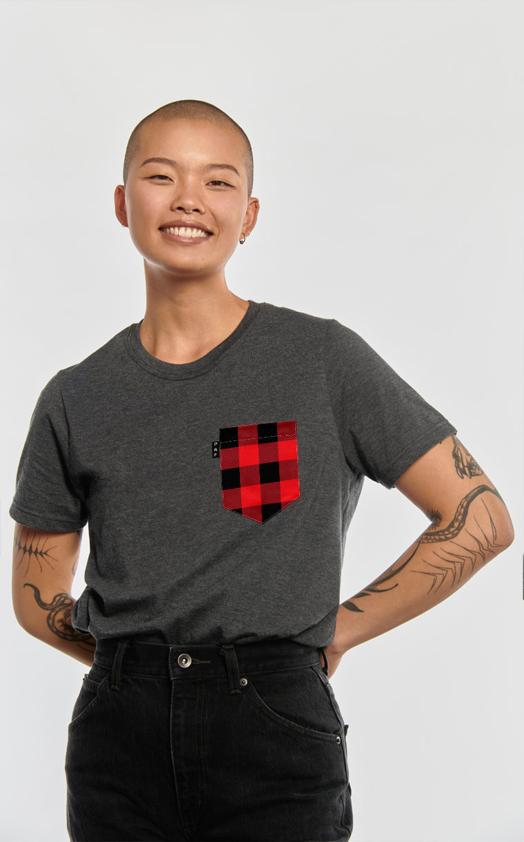 Boyfriend cut T-shirt with pocket Plaid kid