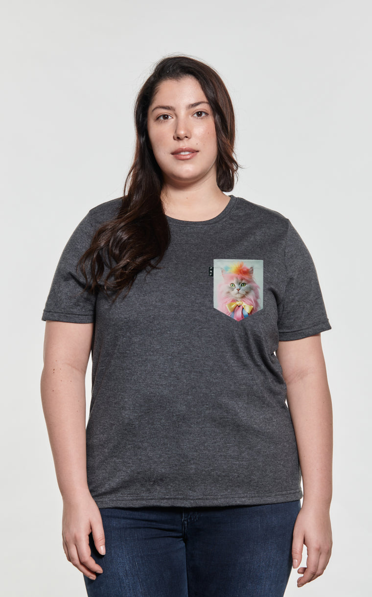 T-shirt coupe Boyfriend à poche pour femme avec poche Chat va bien aller ^ 