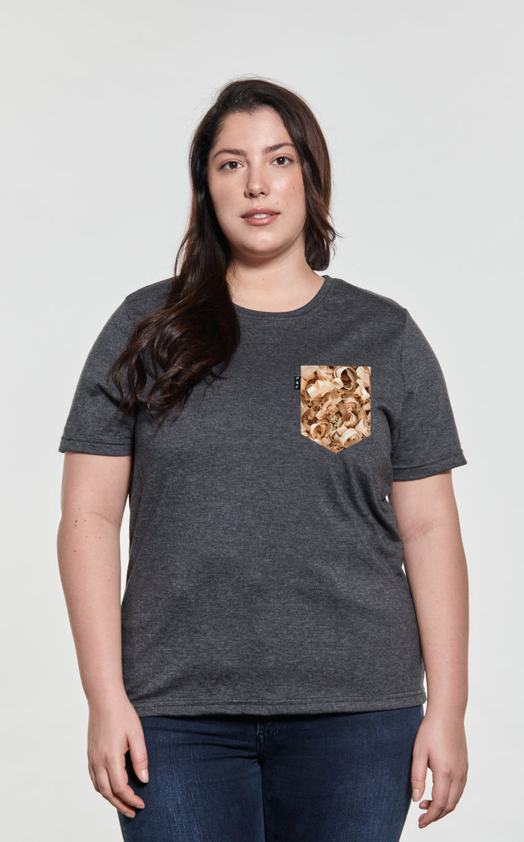 Boyfriend Fit T-Shirt with Wood Chip Pocket