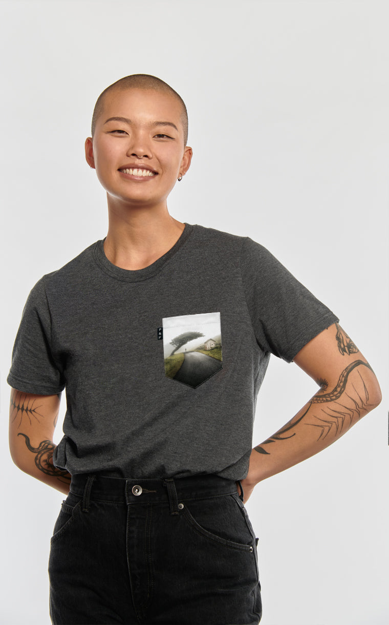 T-shirt coupe Boyfriend à poche pour femme avec poche Les Troncs ^ arbre dans orage