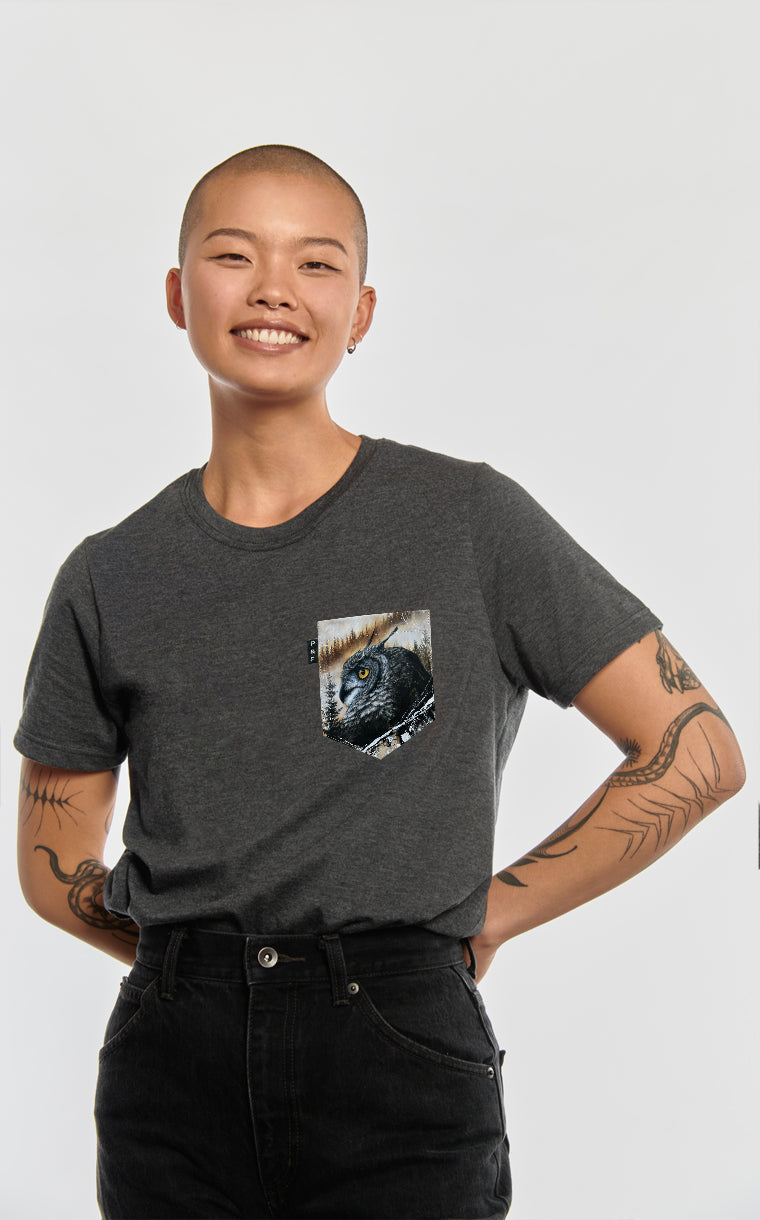 T-shirt coupe Boyfriend à poche pour femme avec poche TorticOWLis ^ 