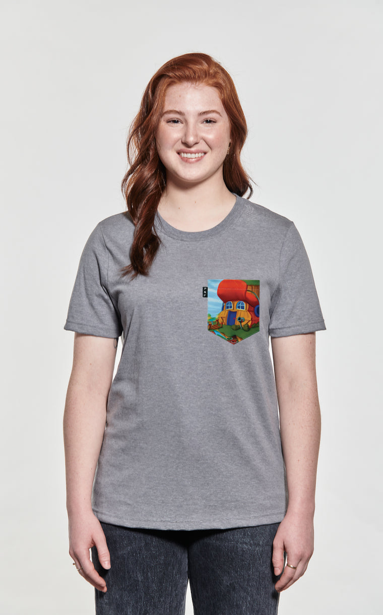 Boyfriend Fit T-Shirt with Pocket Add Owl