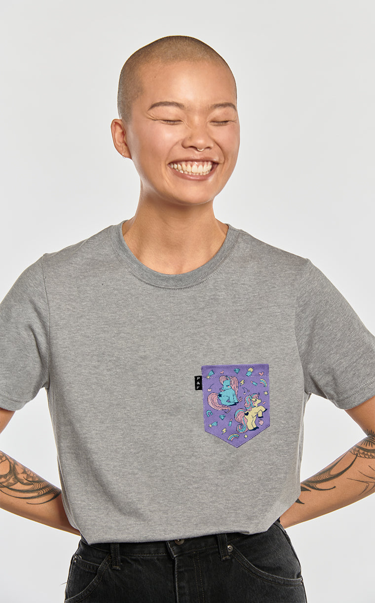 Boyfriend Fit T-Shirt with Butterfly Poop Pocket