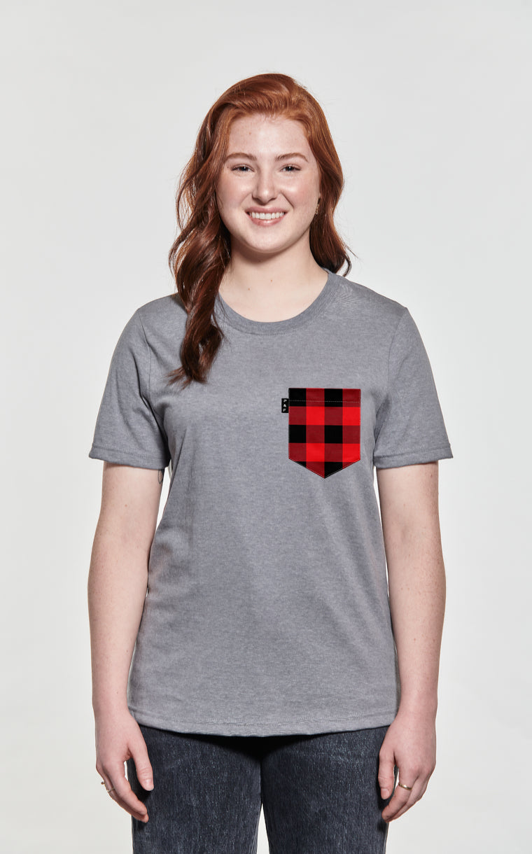 Boyfriend cut T-shirt with pocket Plaid kid