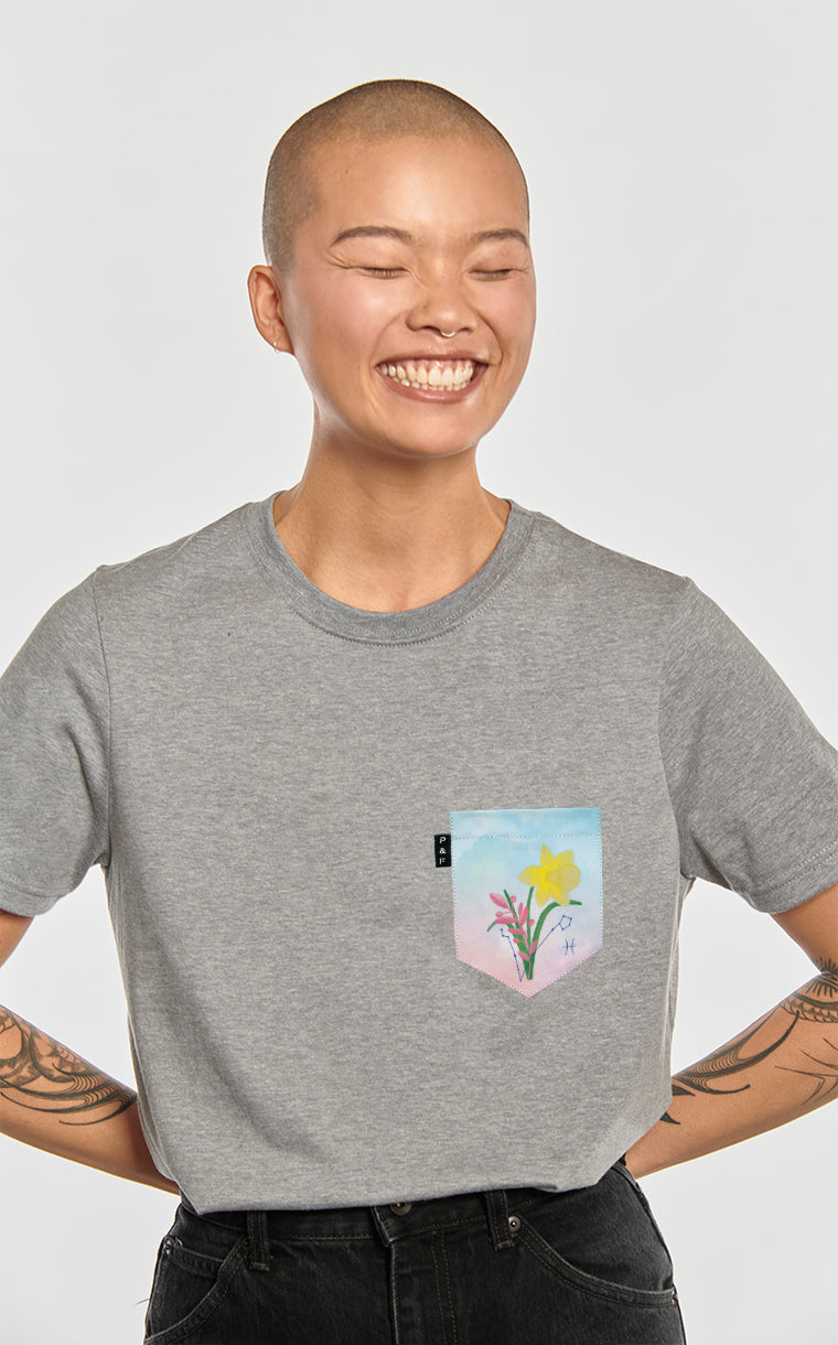 T-shirt coupe Boyfriend à poche pour femme avec poche Fish J'feelais ^ 