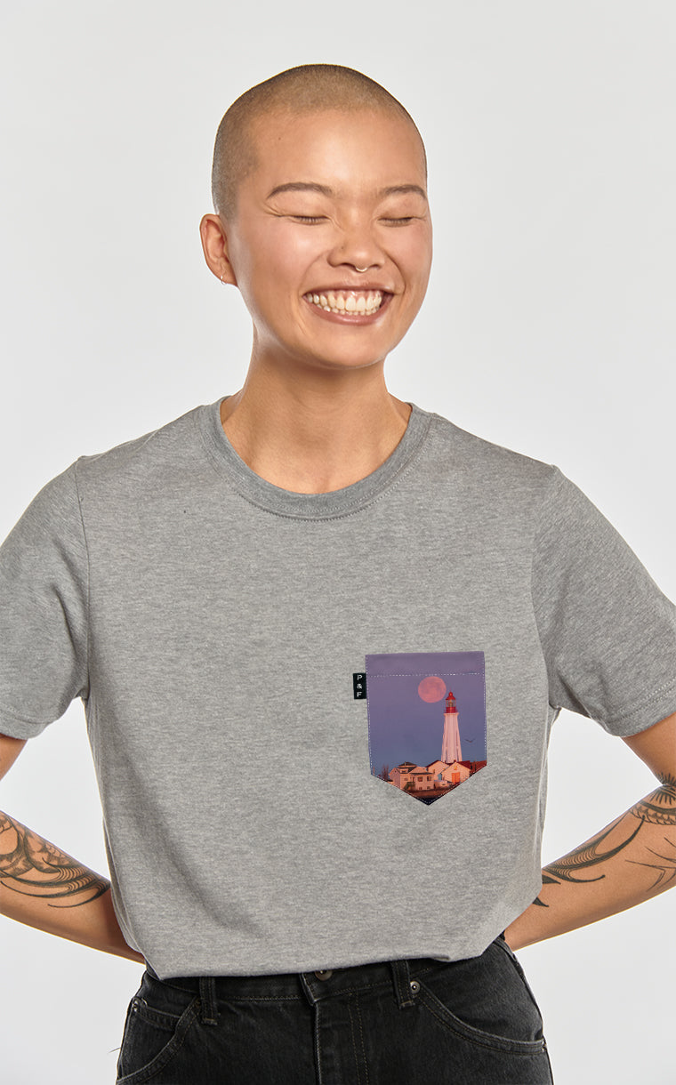 T-shirt coupe Boyfriend à poche pour femme avec poche Full Phare ^ 