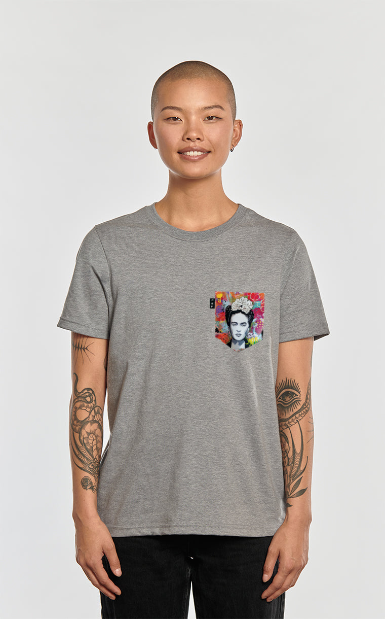 T-shirt coupe Boyfriend à poche Kahlo