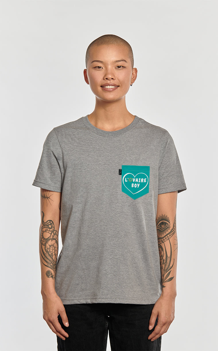 T-shirt coupe Boyfriend à poche L'ovaire boy turquoise