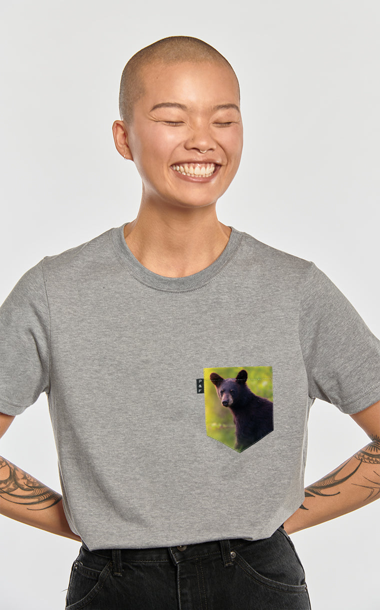 T-shirt coupe Boyfriend à poche pour femme avec poche La moyenne ours ^ 