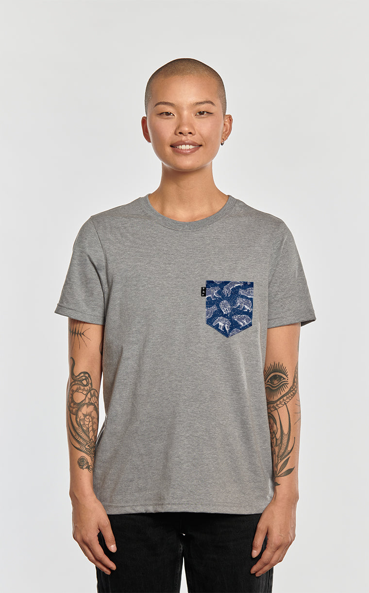 Boyfriend cut T-shirt with pocket Polar Bears