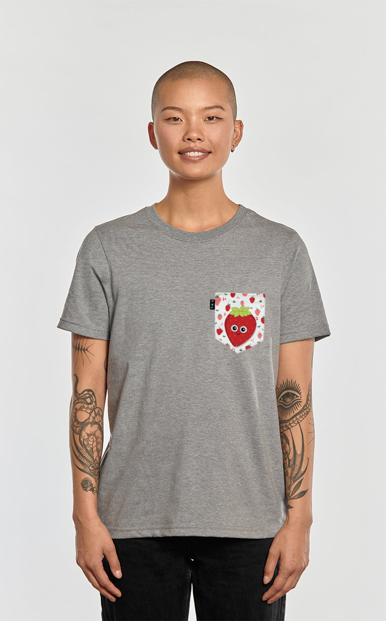 T-shirt coupe Boyfriend à poche pour femme avec poche Marie-Antoinette la Fraise ^ 