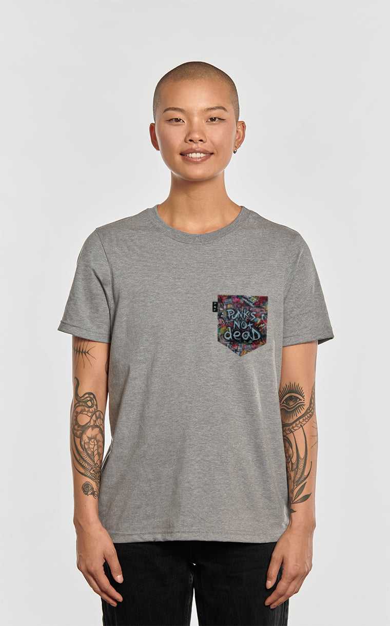 Boyfriend cut T-shirt with pocket Punk is not dead