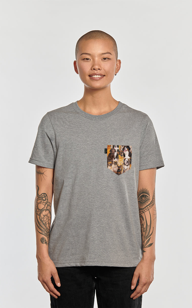 T-shirt coupe Boyfriend à poche Who let the dogs out