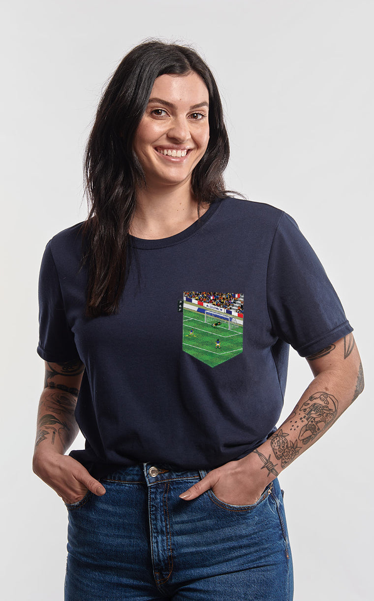 T-shirt coupe Boyfriend à poche pour femme avec poche Allez les Bleus! ^ 