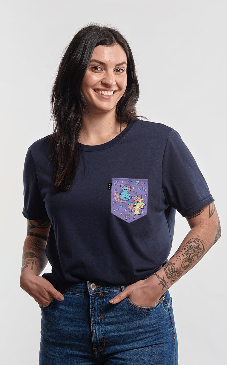 Boyfriend Fit T-Shirt with Butterfly Poop Pocket