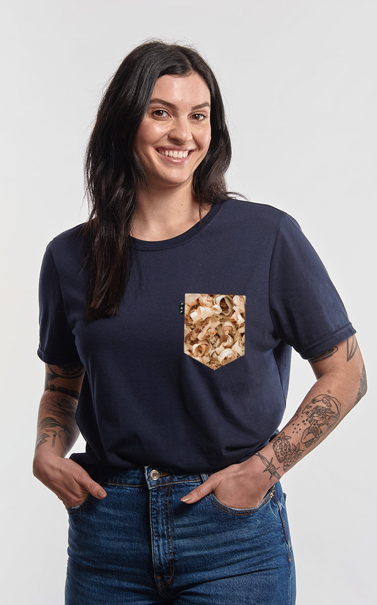 Boyfriend Fit T-Shirt with Wood Chip Pocket