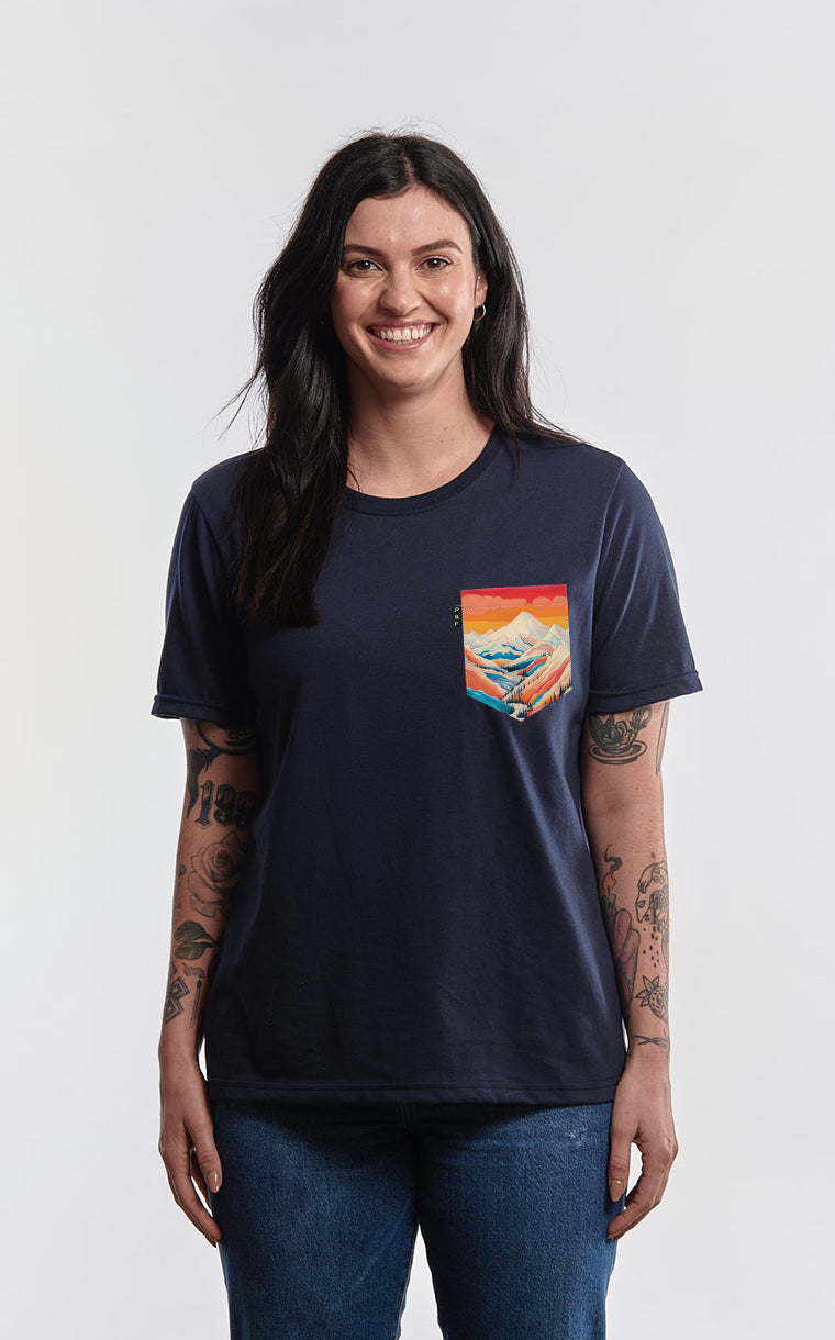 T-shirt coupe Boyfriend à poche pour femme avec poche Sua poud ^ 