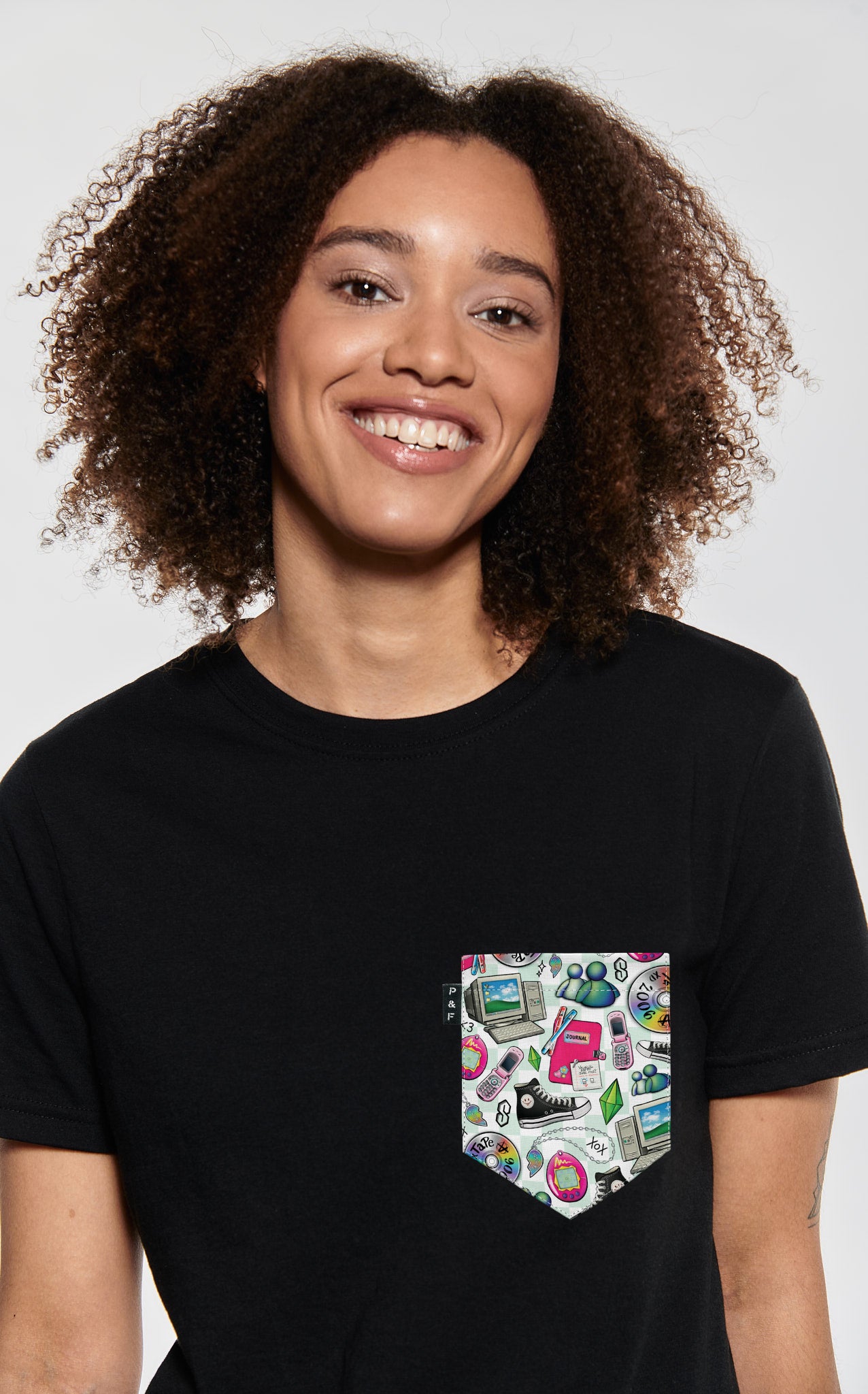 T-shirt coupe Boyfriend à poche pour femme avec poche 90s kids ^ 