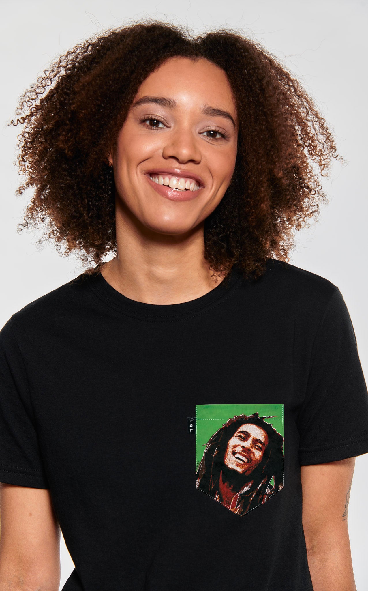 Boyfriend Fit Bob Pocket T-Shirt with Hair