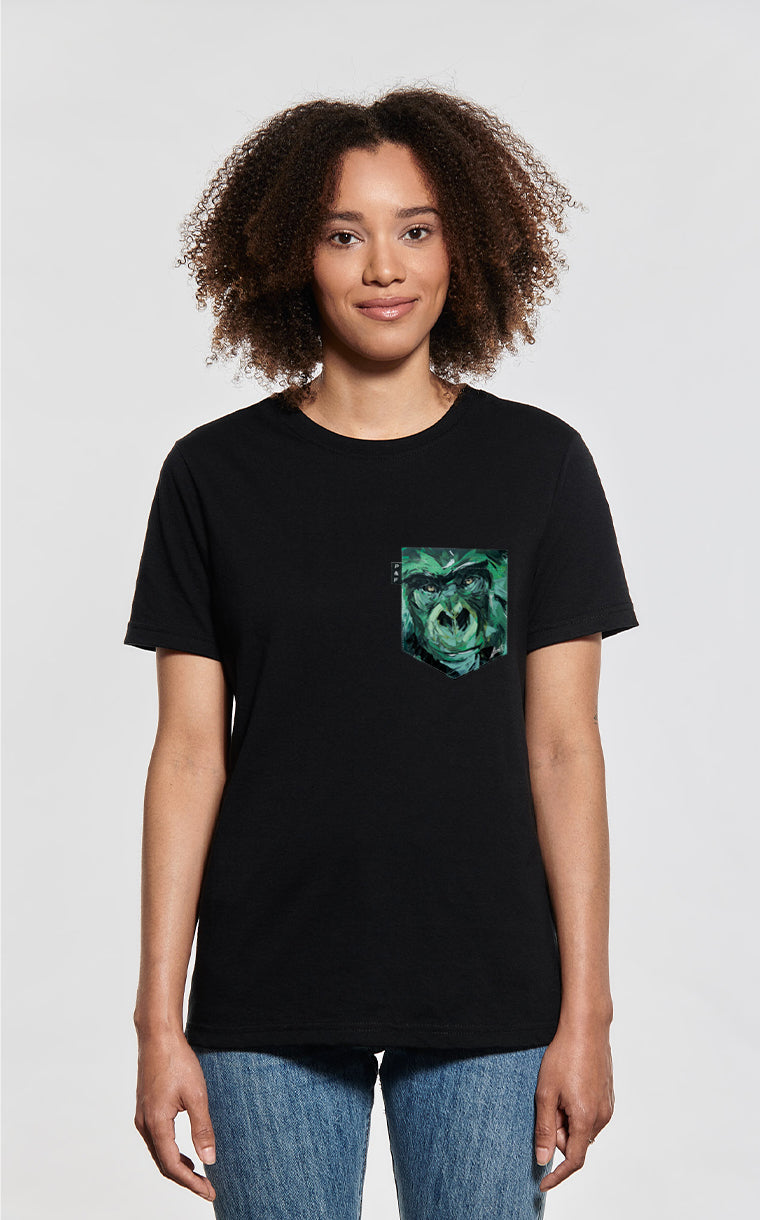 T-shirt coupe Boyfriend à poche pour femme avec poche Bonne Singe Hen! ^ 