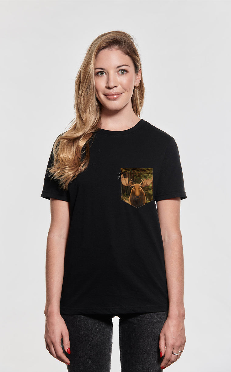 T-shirt coupe Boyfriend à poche pour femme avec poche Buck d'Élan 2000 ^ 