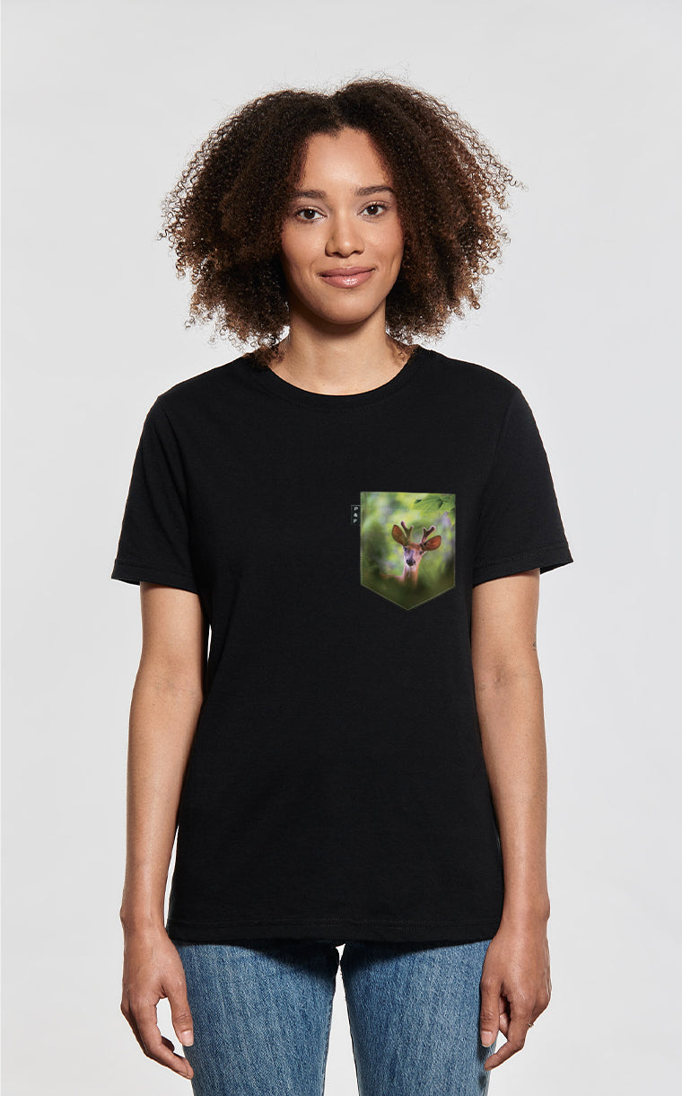 T-shirt coupe Boyfriend à poche pour femme avec poche Cerf pathetik ^ 