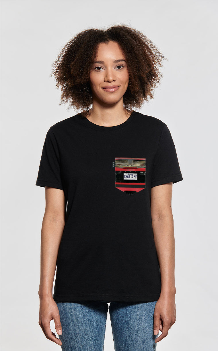 T-shirt coupe Boyfriend à poche pour femme avec poche Char is Me ^ 