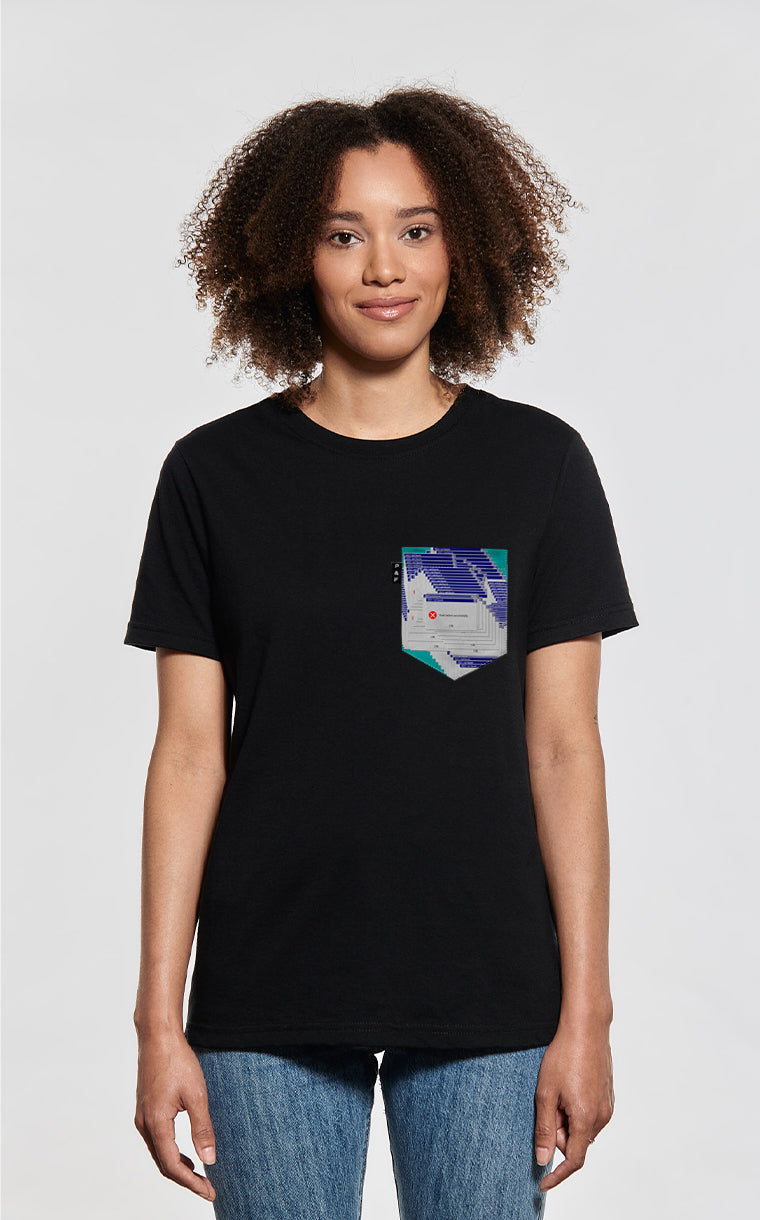 T-shirt coupe Boyfriend à poche pour femme avec poche Ctrl+Alt+Del ^ 