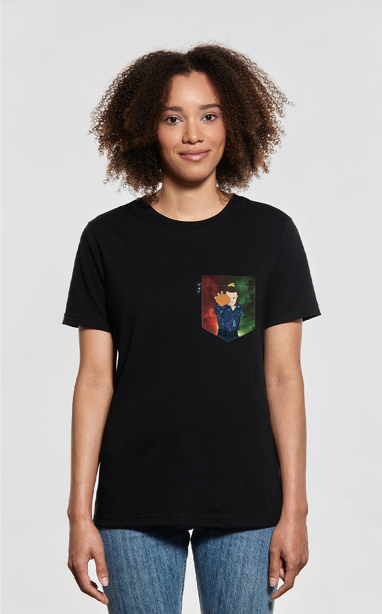 T-shirt coupe Boyfriend à poche pour femme avec poche Firsteen ^ 