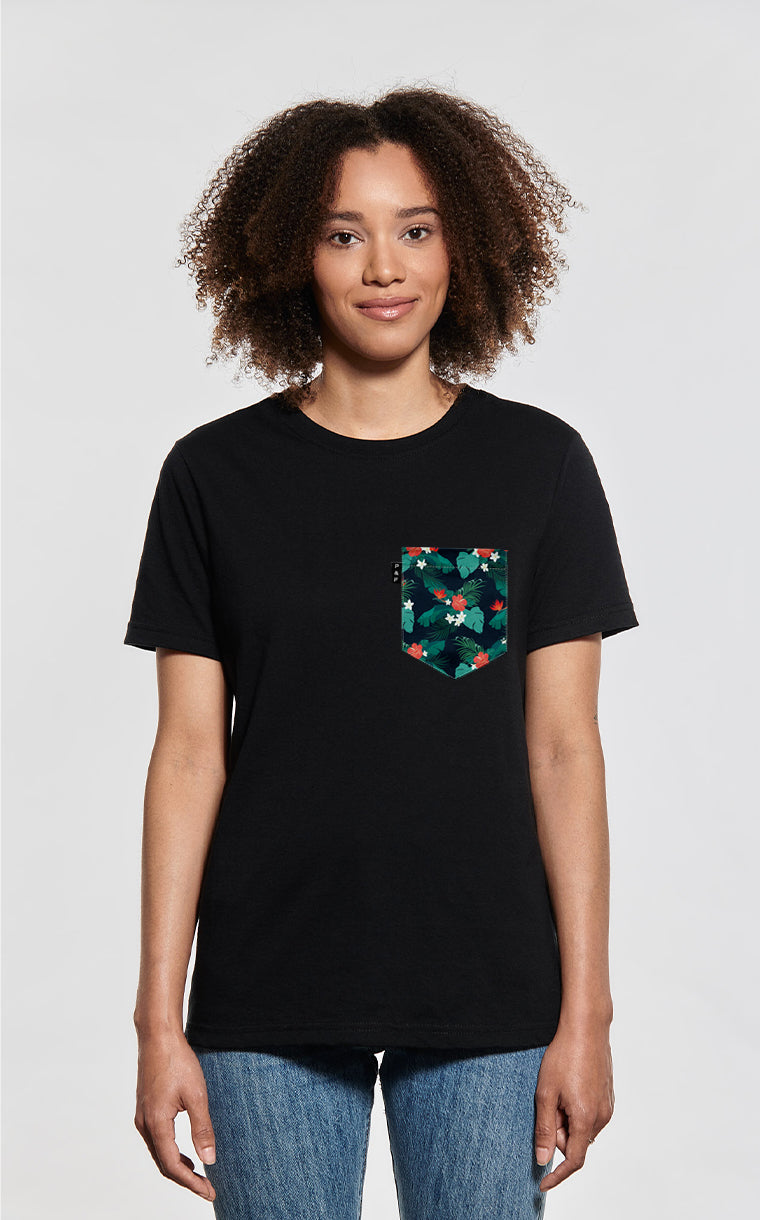 T-shirt coupe Boyfriend à poche pour femme avec poche Flore is lava ^ 