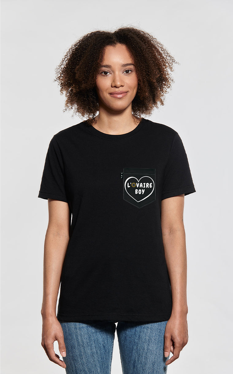 T-shirt coupe Boyfriend à poche pour femme avec poche L'ovaire boy noir ^ 