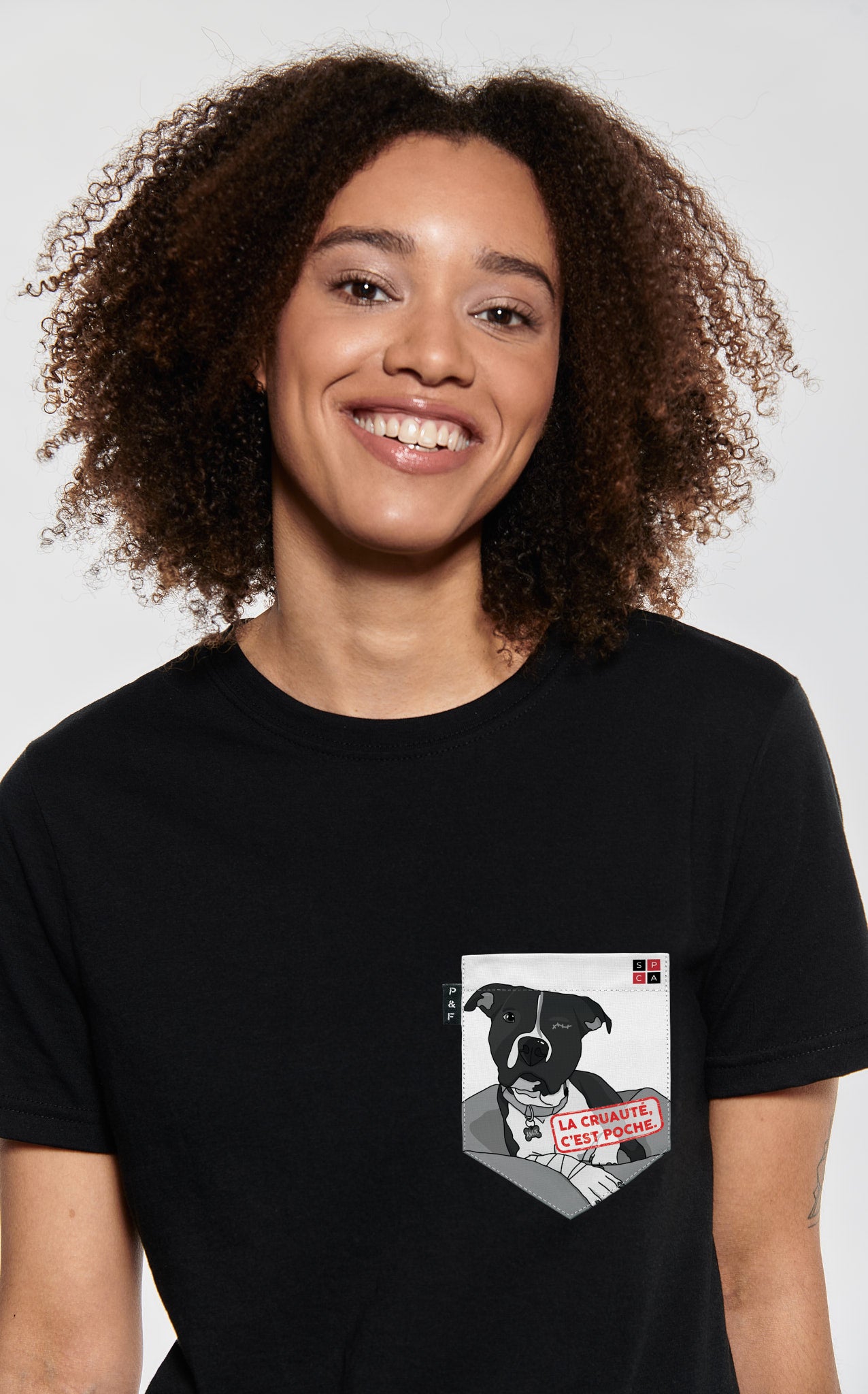 T-shirt coupe Boyfriend à poche pour femme avec poche La cruauté c'est poche ^ 