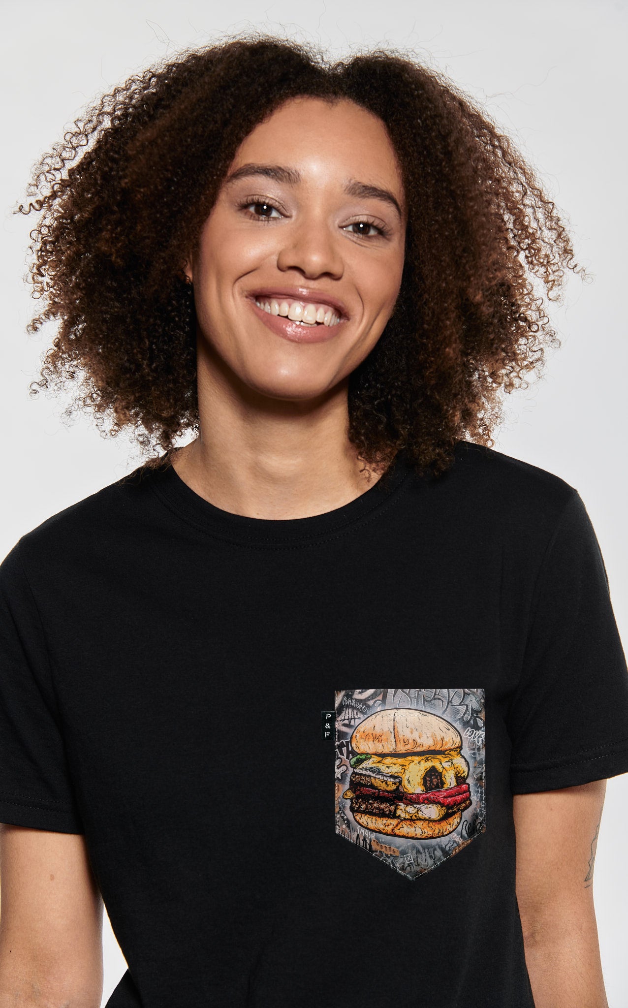 T-shirt coupe Boyfriend à poche pour femme avec poche Où  steak haché ^ 