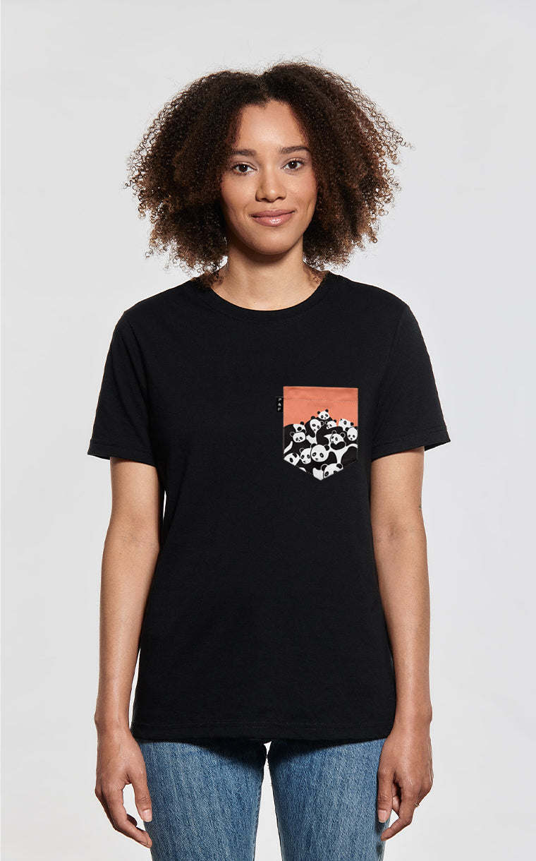 T-shirt coupe Boyfriend à poche pour femme avec poche Pandawan ^ 