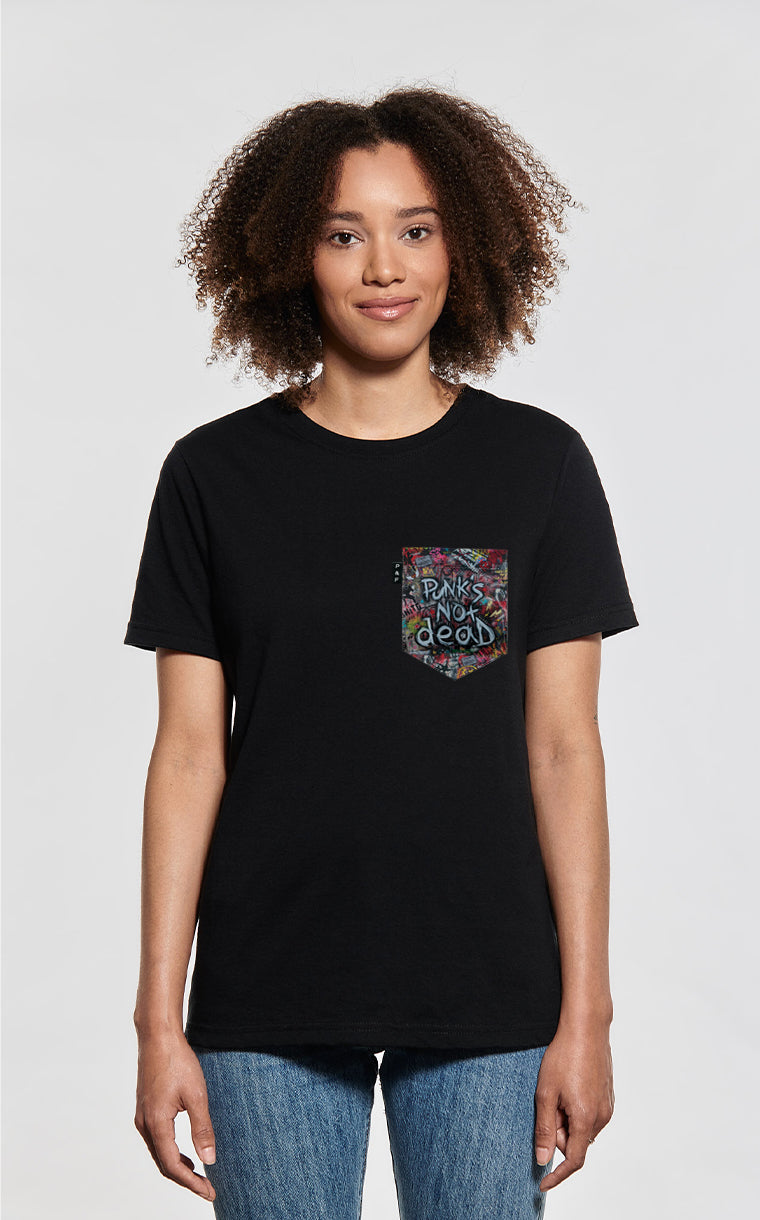 T-shirt coupe Boyfriend à poche Punk is not dead