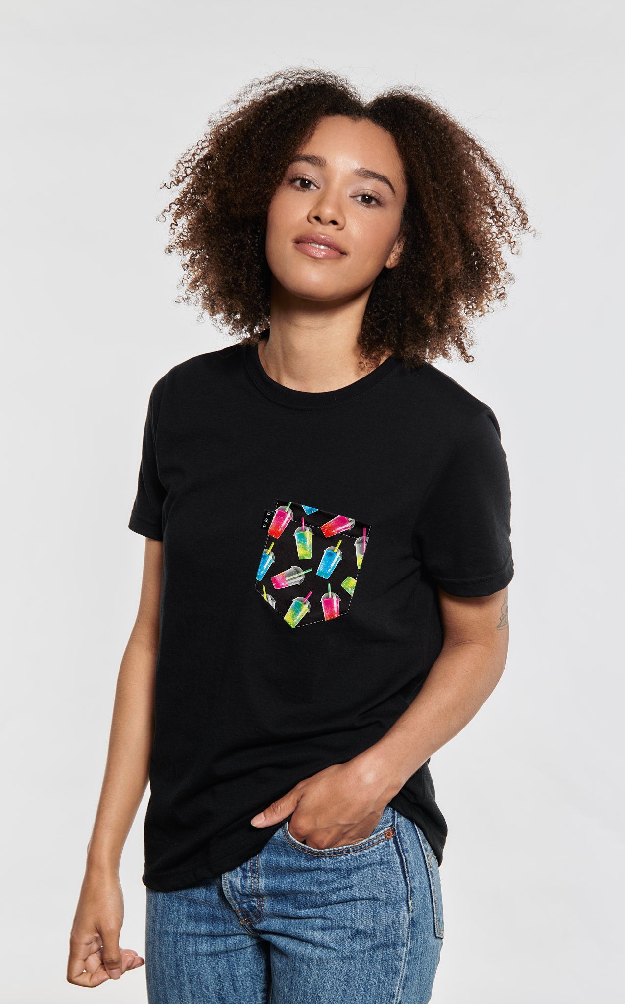 T-shirt coupe Boyfriend à poche pour femme avec poche Push de suret ^ 