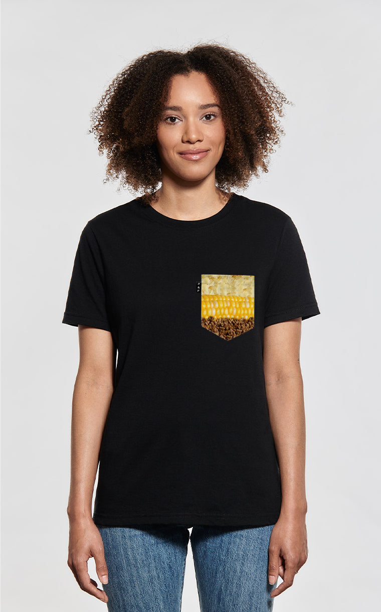 T-shirt coupe Boyfriend à poche pour femme avec poche Steak Blé d'Inde patate ^ 