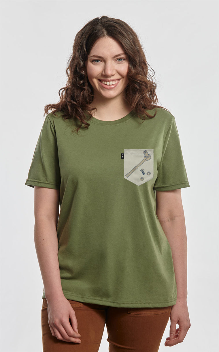 T-shirt coupe Boyfriend à poche pour femme avec poche Avec un ratchet ^ 