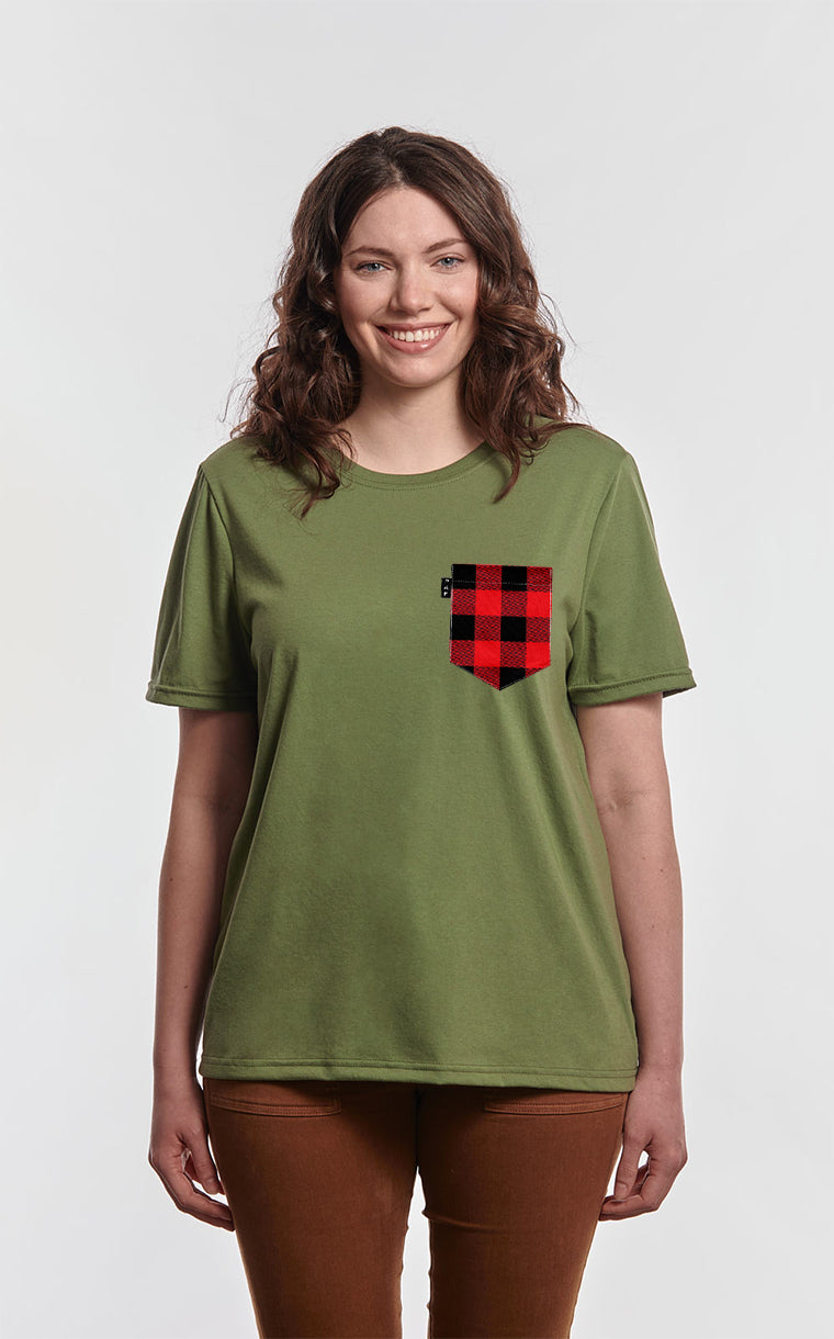 Boyfriend cut T-shirt with pocket Plaid kid