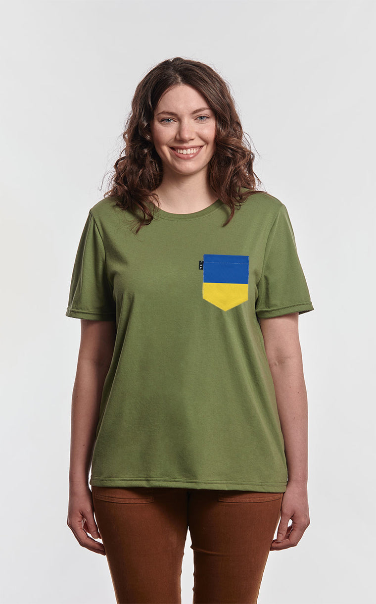 T-shirt coupe Boyfriend à poche Couleurs de l'Ukraine